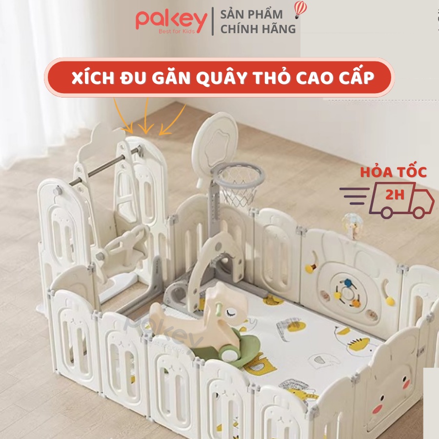 XÍCH ĐU Gắn Quây Thỏ Cao Cấp Pakey Cho Bé - Xích Đu Nhựa Dày Dặn Tải Trọng Đến 40Kg Chắc Chắn - Bảo Hành 1 Năm