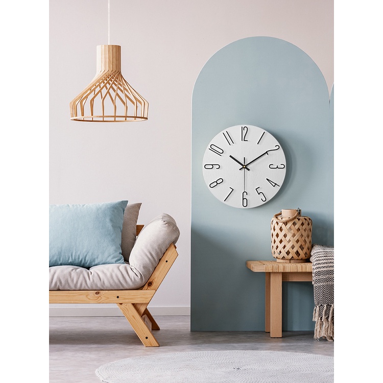 [30-35 CM] Đồng hồ treo tường kim trôi Qhouse, Đồng hồ trang trí decor phòng đẹp nghệ  thuật vân gỗ | BigBuy360 - bigbuy360.vn