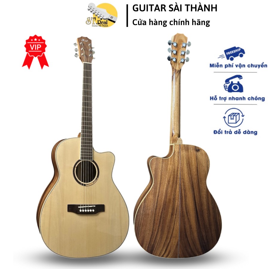 [MÃ giảm 40K]Đàn Guitar Acoustic Mã AL-01 Gỗ Điệp Bọc Tút Full Solid Chính Hãng ST.Real Guitar Sài Thành