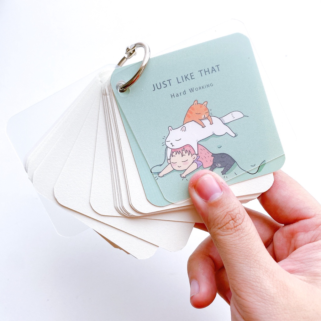 Flashcard Sổ Mini vuông Học từ vựng tiếng anh - nhật - hàn, 80 Tờ - kích thước 7x7cm - Hidari shop | BigBuy360 - bigbuy360.vn