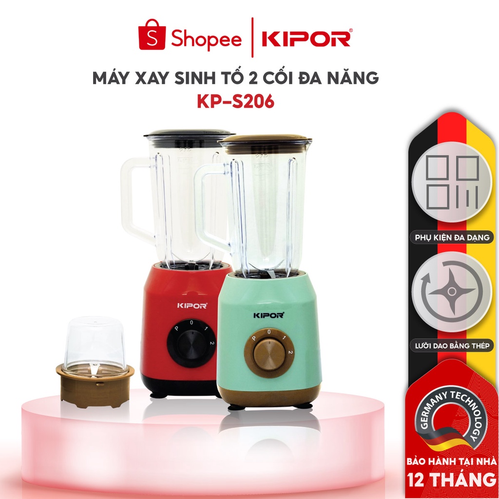 Ảnh Máy xay sinh tố giá tốt KIPOR KP-S206 - Hai cối đa năng - Bảo vệ tự ngắt chống quá tải -  Bảo hành tại nhà 12 tháng 1