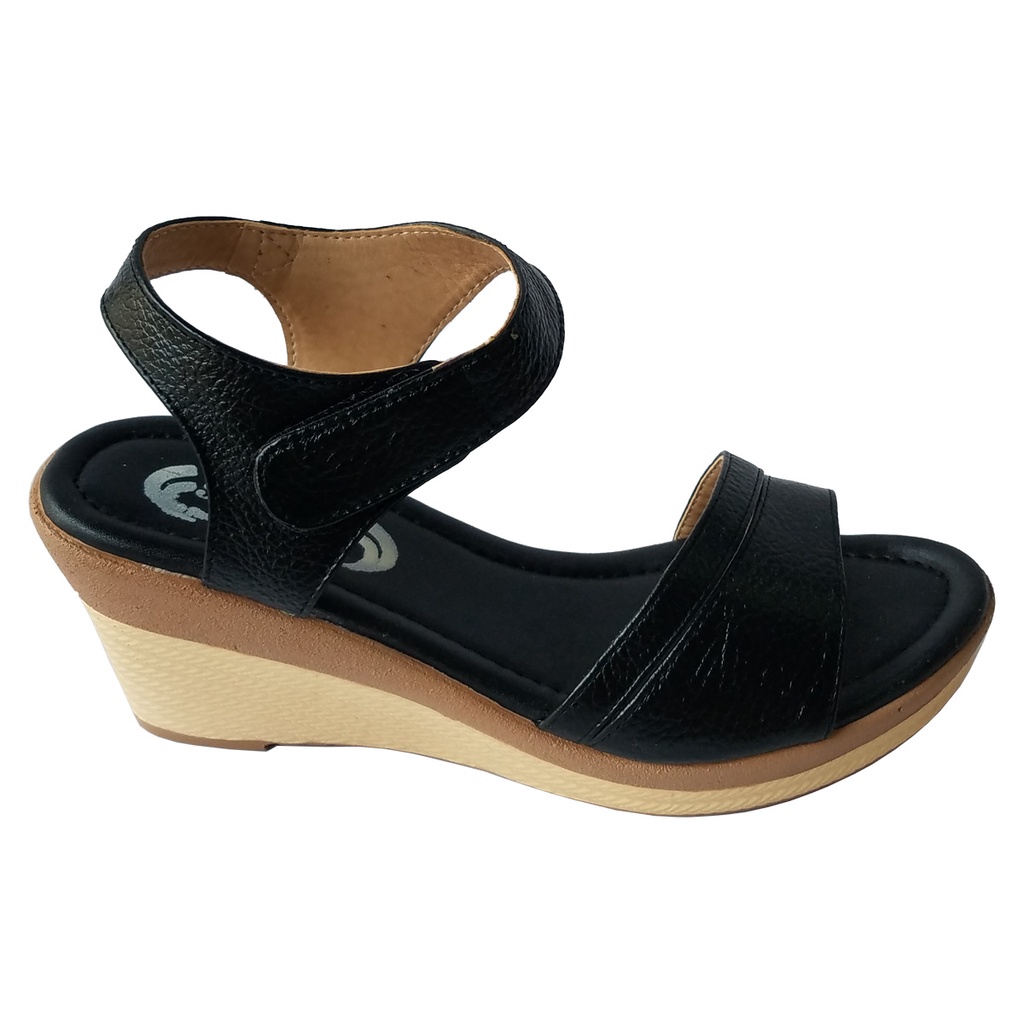 Giày Sandal Đế Xuồng BIGGBEN Da Bò Cao 7 Phân HKD656