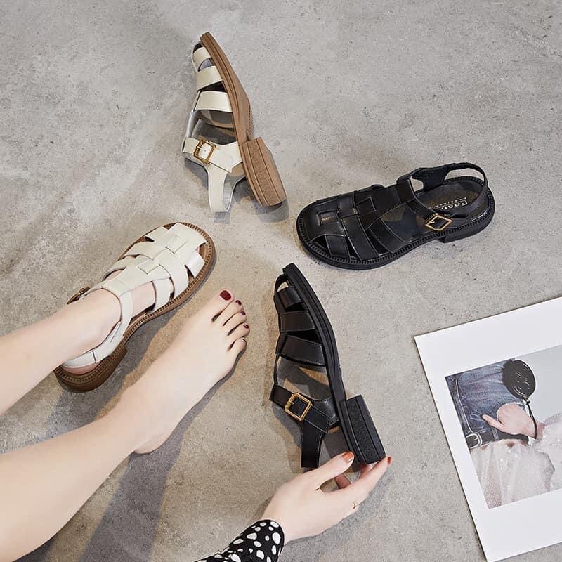 Giày Sandal Rọ nữ đan 3 NAN ngang phong cách Nhật cao 3cm | Shopee Việt Nam