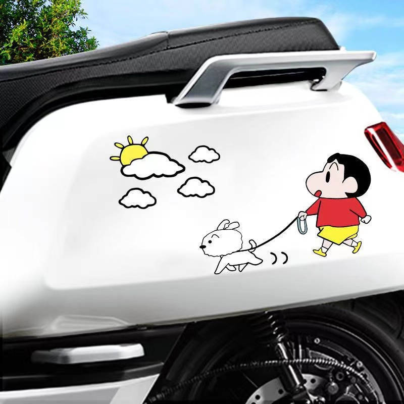 Hl Miếng Dán Trang Trí Xe Hơi / Xe Máy Họa Tiết Hoạt Hình Cậu Bé Bút Chì Shin-chan Chống Trầy Xước / Chống Thấm Nước
