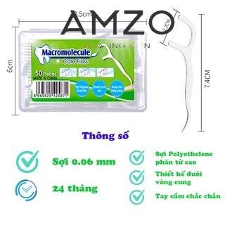 AMZO_HỘP 50 TĂM CHỈ NHA KHOA CHĂM SÓC RĂNG MIỆNG/TĂM XỈA RĂNG KHÔNG GÂY ĐAU NƯỚU/LÀM SẠCH KẼ RĂNG