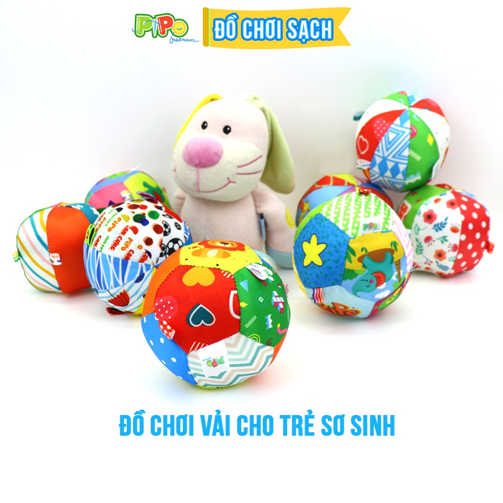 Bóng Vải PiPoVietnam Gắn Lục Lạc - Đồ Chơi An Toàn Luyện Cầm Nắm Cho Bé Sơ Sinh