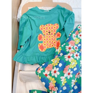 Set bộ đồ nữ mặc nhà Quảng Châu thiết kế áo phông chân bèo và quần hoa ống suông rộng rẻ đẹp siêu xinh