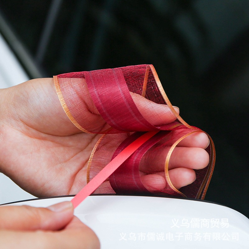 Set 5 nơ ruy băng rút trang trí giỏ quà, xe hoa, đám cưới, lễ tết - Kem Shop K333