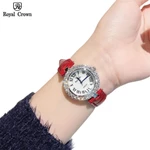 Đồng hồ nữ chính hãng dây da Royal Crown 6305 mặt nhỏ chống nước, đính đá cao cấp đẹp, thời trang — ảnh 3