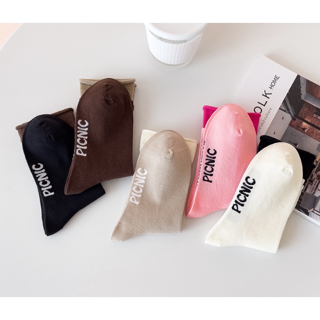 Vớ Tất cotton nữ cổ nhún 2 tầng phong cách Hàn Quốc, trẻ trung, năng động.