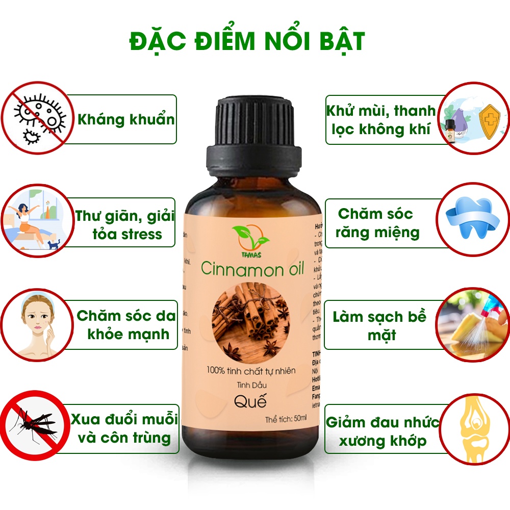 Ảnh Tinh dầu Quế Tamas chai 30ml/50ml tinh dầu thơm phòng, kháng khuẩn, khử mùi, làm đẹp, xua đuổi muỗi và côn trùng. 2