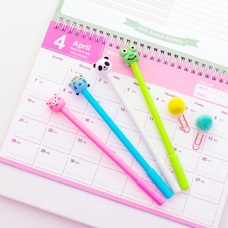 3 Bút Nước Gel Đen Heo Ếch Mèo Gấu Trúc Xinh
