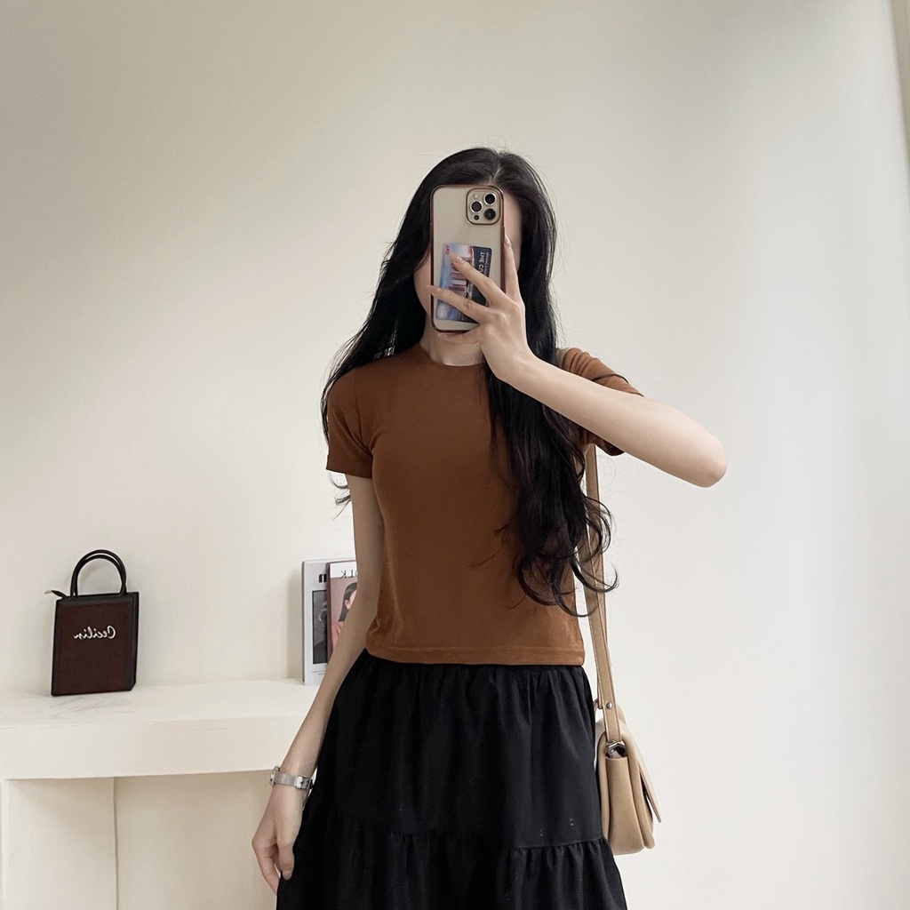 XẢ HÀNG Áo thun len mỏng form <45kg dáng vừa mềm mỏng siêu mát Miha Studio