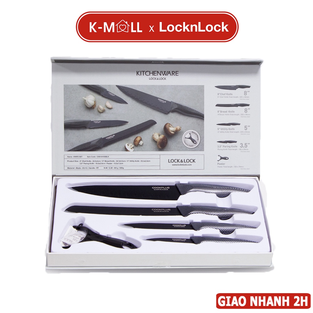 Bộ dao nhà bếp 5 món LocknLock COOKPLUS CKK101S5BLK - K-MALL