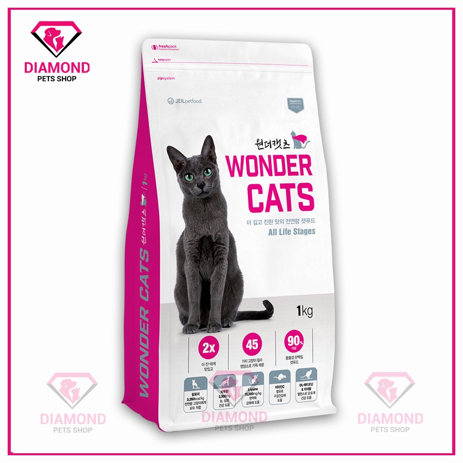 (1KG) THỨC ĂN HẠT WONDER CATS CHO MÈO MỌI LỨA TUỔI 1kg túi zip tiện lợi ...