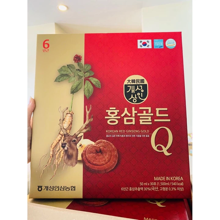 nước hồng sâm nhung hươu linh chi QPLUS-Hàn Quốc Hộp 30 Gói x 50ml-Hồng sâm + ❤nhung hươu + ❤nấm linh chi
