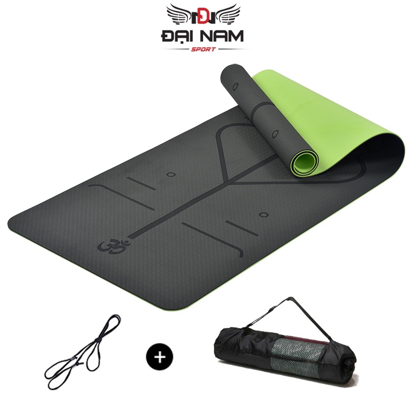 Ảnh Thảm Tập Yoga Định Tuyến TPE 8mm 1 Lớp Cao Cấp,Chống Trơn Trượt Đại Nam Sport + Kèm Túi Và Dây 2