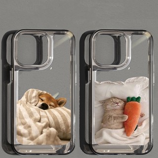 Ốp iPhone lưng cứng Chó Mèo Ngộ Nghĩnh trong chăn mùa đông hài hước 17 16 15 14 plus 13 13 12 6 6S 7 8 7Plus x x