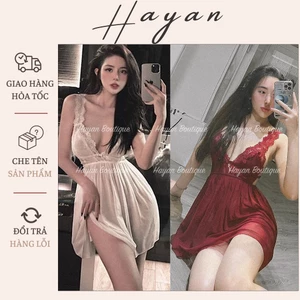 HT171 Váy ngủ sexy ren xuyên thấu gợi cảm, đầm ngủ ren xẻ sau dáng xoè quyến rũ HT171