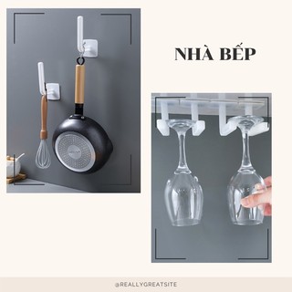 Móc chữ L dán tường treo đồ đa năng,móc dán ko cần khoan đục treo đồ nhà tắm,nhà bếp tiện lợi { H }