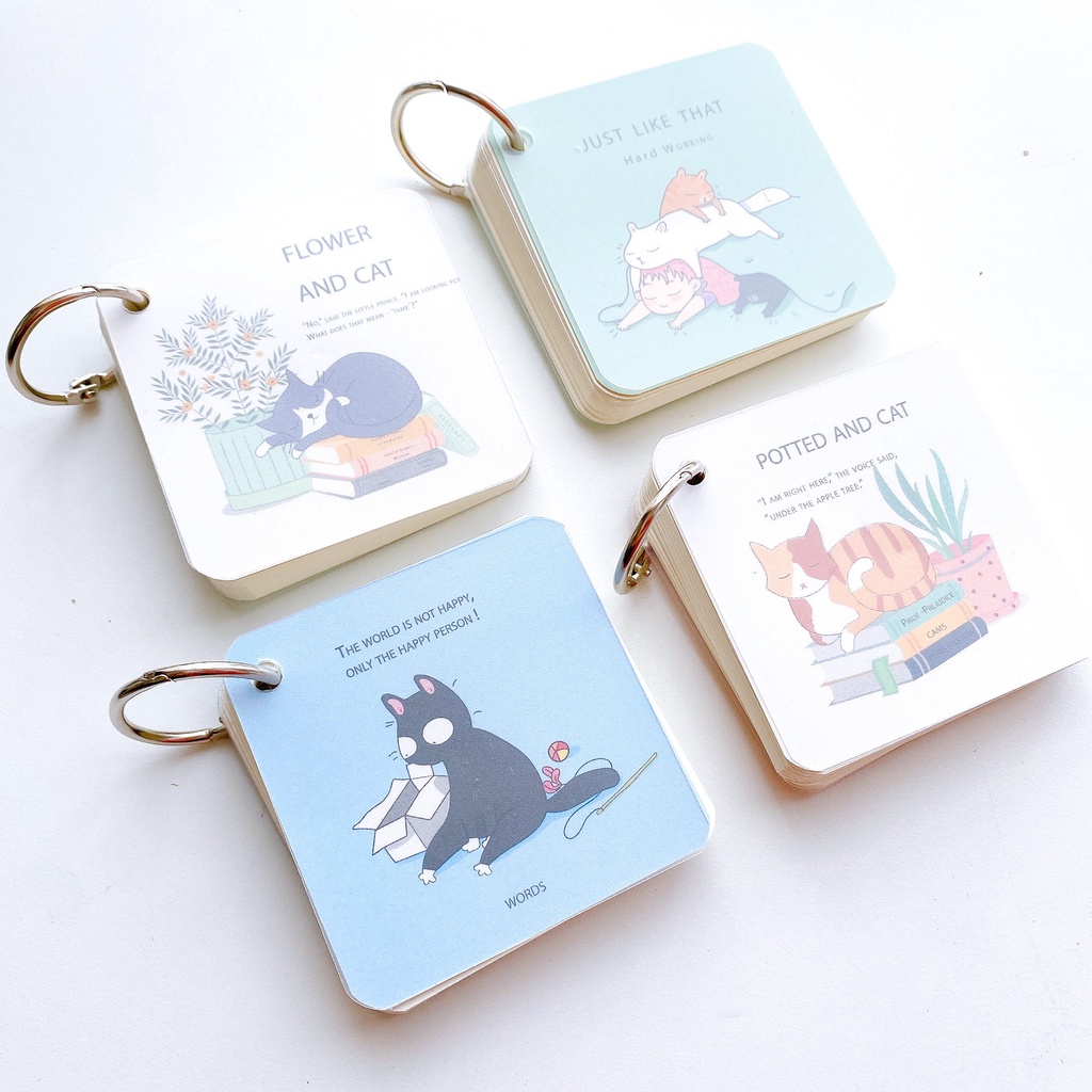 Flashcard Sổ Mini vuông Học từ vựng tiếng anh - nhật - hàn, 80 Tờ - kích thước 7x7cm - Hidari shop | BigBuy360 - bigbuy360.vn