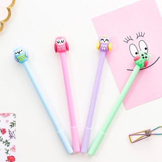 3 Bút Nước Gel Đen Cú Xinh Nhiều Màu - Thỏ Hồng VPP
