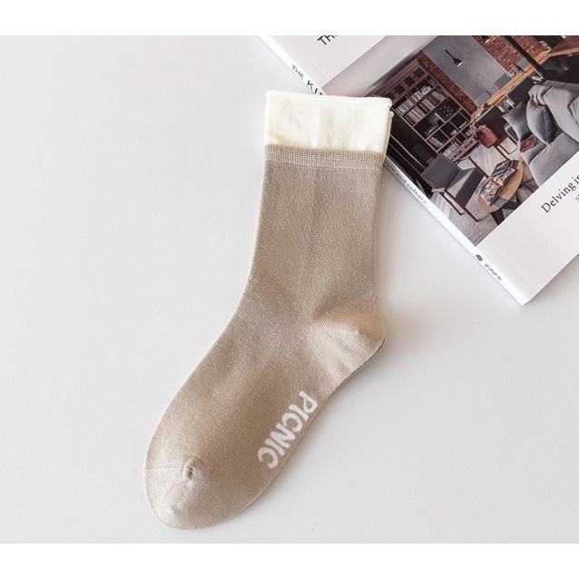 Vớ Tất cotton nữ cổ nhún 2 tầng phong cách Hàn Quốc, trẻ trung, năng động.