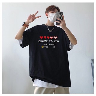 Áo thun Game Over Yes No siêu chất , áo thun tay lỡ form rộng dáng unisex nam nữ chất vải mềm mịn co dãn tốt