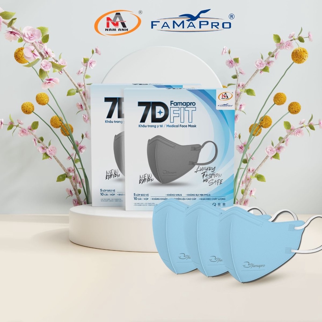 Ảnh Famapro 7D FIT Combo 5 hộp Khẩu trang y tế cao cấp kháng khuẩn 5 lớp (10 cái/ hộp) 4