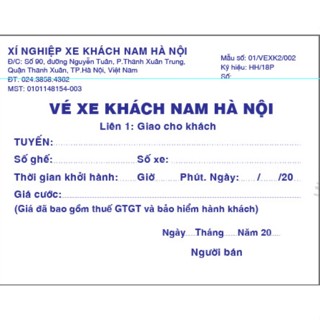 Cuống Vé Xe Khách ( 1 Cuốn 100 Vé, Xé 2 Liên) | Shopee Việt Nam