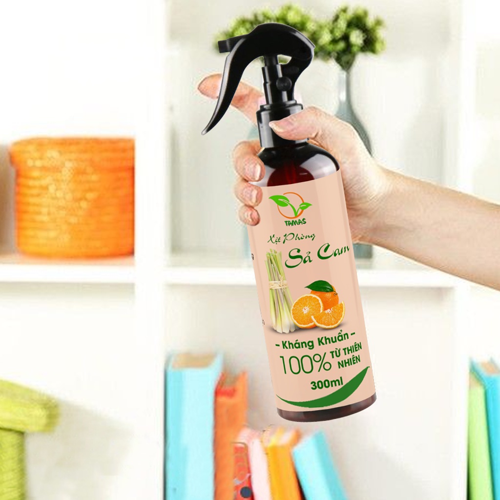 Ảnh Xịt phòng Sả Cam chai 50ml TAMAS, 100% chiết xuất từ thiên nhiên an toàn cho sức khỏe giúp thơm phòng, khử mùi, thư giãn 1