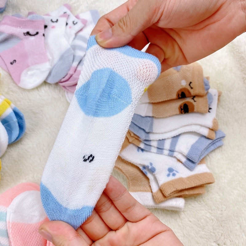 Set 5 đôi tất lưới cổ thấp Kid Sock điều hòa cho bé từ 0-3 tuổi mesocshop