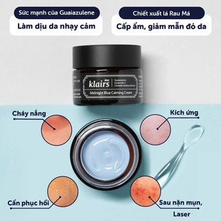 Klairs Midnight Blue Calming Cream - Kem dưỡng phục hồi da ban đêm (30ml - 60ml)