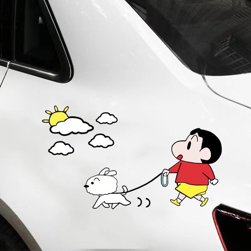 Hl Miếng Dán Trang Trí Xe Hơi / Xe Máy Họa Tiết Hoạt Hình Cậu Bé Bút Chì Shin-chan Chống Trầy Xước / Chống Thấm Nước