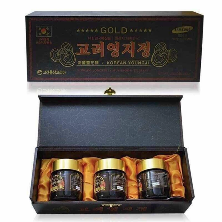 CAO LINH CHI NÚI HÀN QUỐC HỘP GỖ ĐEN ( HỘP 3 LỌ X 120G ),ổn định huyết áp, cân bằng đường huyết
