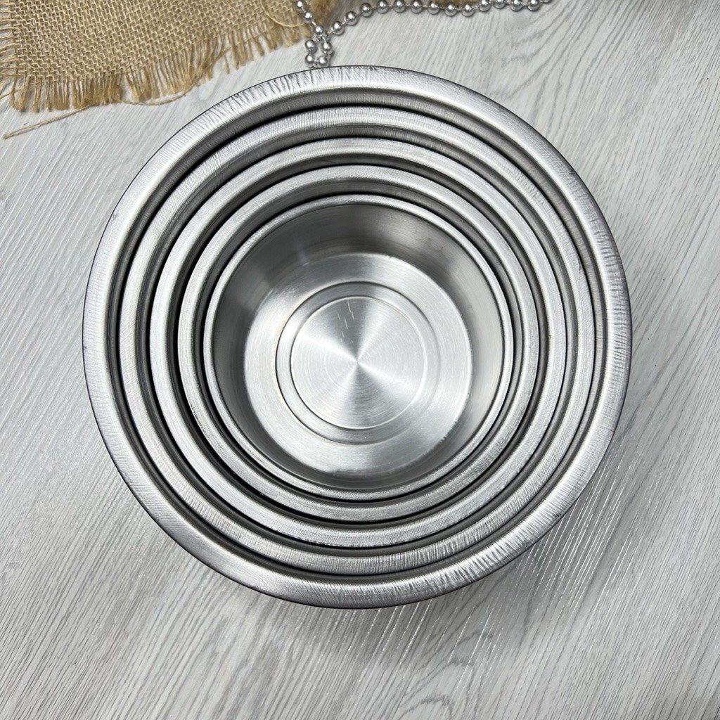 Bộ 5 thau chậu có nắp inox  size Đại _sử dụng cho các loại bếp