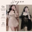 HT422 Set váy ngủ và áo choàng sexy ren xuyên thấu có GỌNG, bộ váy ngủ gơi cảm hở lưng HT422 (197+255)