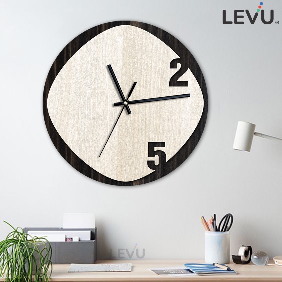 Đồng hồ treo tường trang trí phòng khách Decor bằng gỗ