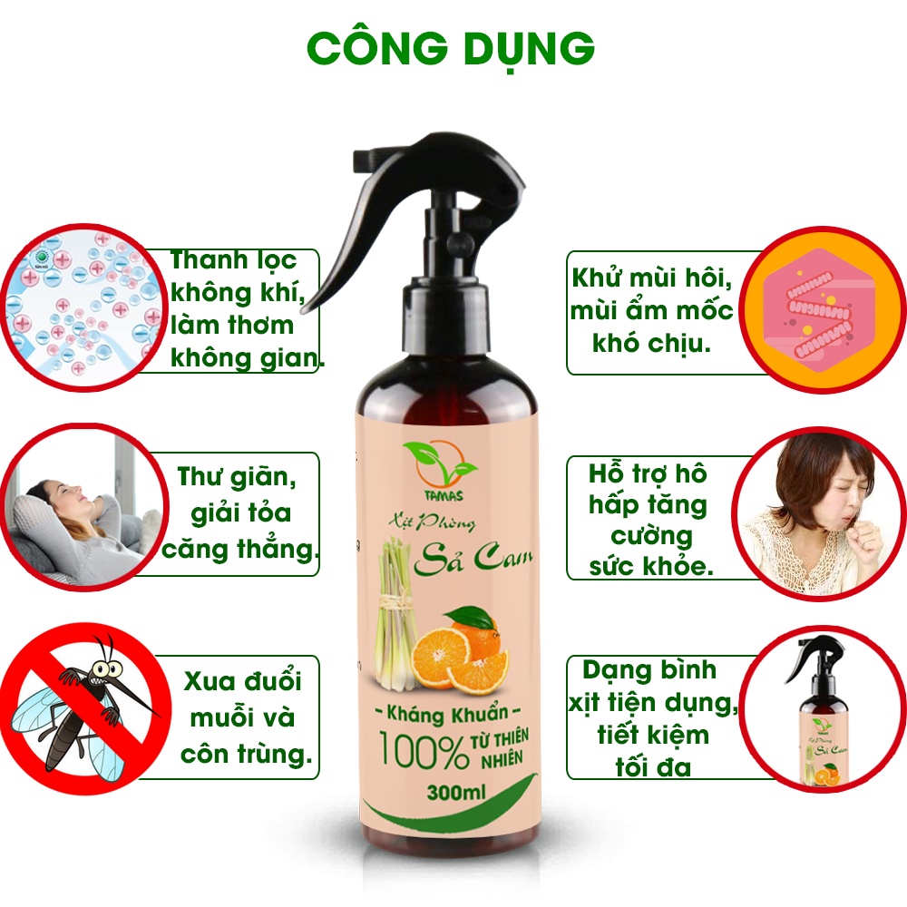 Ảnh Xịt thơm phòng TAMAS mix mùi (tự chọn mùi) hương Hoa Bưởi, Sả Chanh, Quế, Bạc Hà,...chai 300ml, thơm phòng, đuổi muỗi. 4