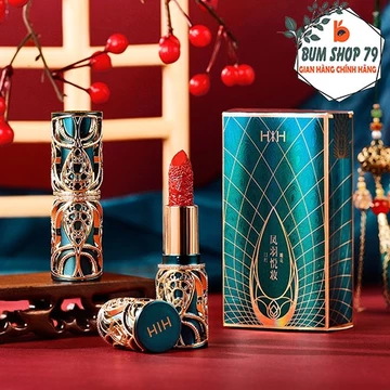 Son thỏi nội địa Trung vỏ cổ trang HIH siêu lì màu chuẩn, Son lì không trôi HIH vỏ chạm khắc cổ trang sáng trọng
