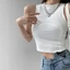 THEKIM Áo ba lỗ trơn croptop , áo 3 lỗ sát nách viền bo nách cổ ôm body A123