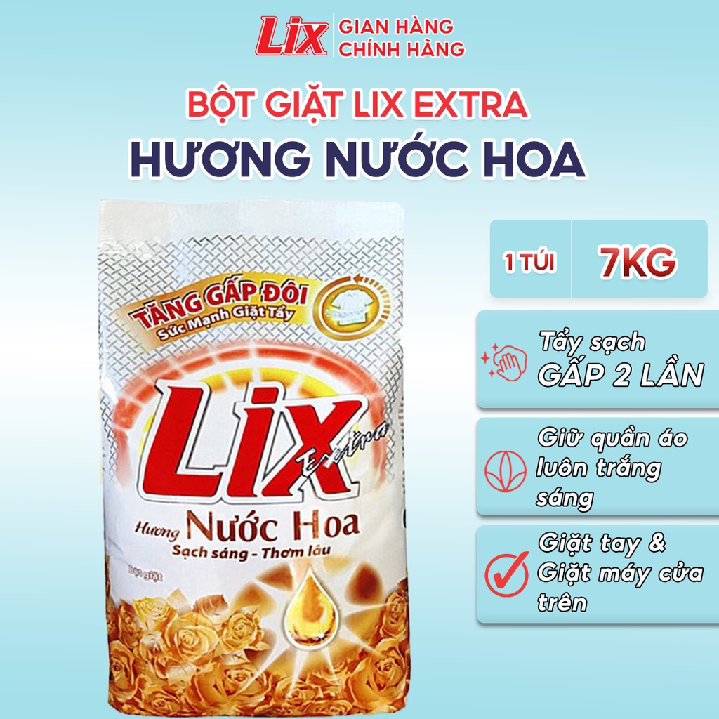 Ảnh Bột giặt Lix Extra hương nước hoa 7kg EH070 tăng gấp đôi sức mạnh giặt tẩy quần áo sạch thơm lâu cho giặt tay, máy 1