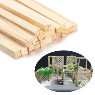 10 thanh gỗ thông vuông kích thước 1cm nhiều kích thước làm mô hình, thủ công, đồ chơi, trang trí