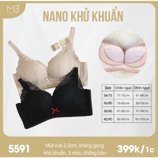 [CHÍNH HÃNG] [CAO CẤP] Áo lót ngực cao cấp mã 5591 không gọng, mút vừa của hãng đồ lót MB