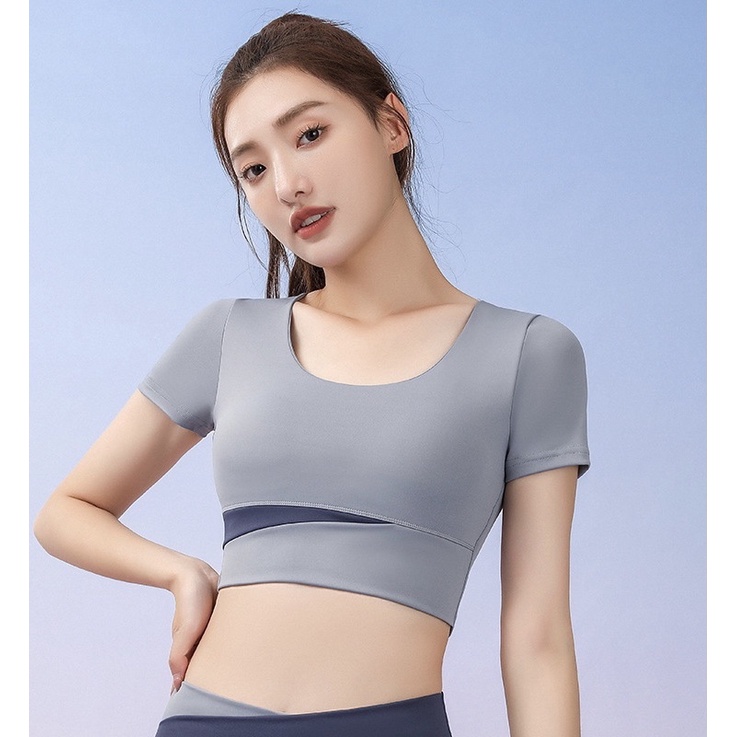 Áo Croptop Tập Gym,Yoga Cạp Cao Tôn Dáng,Co Giãn Thoải Mái