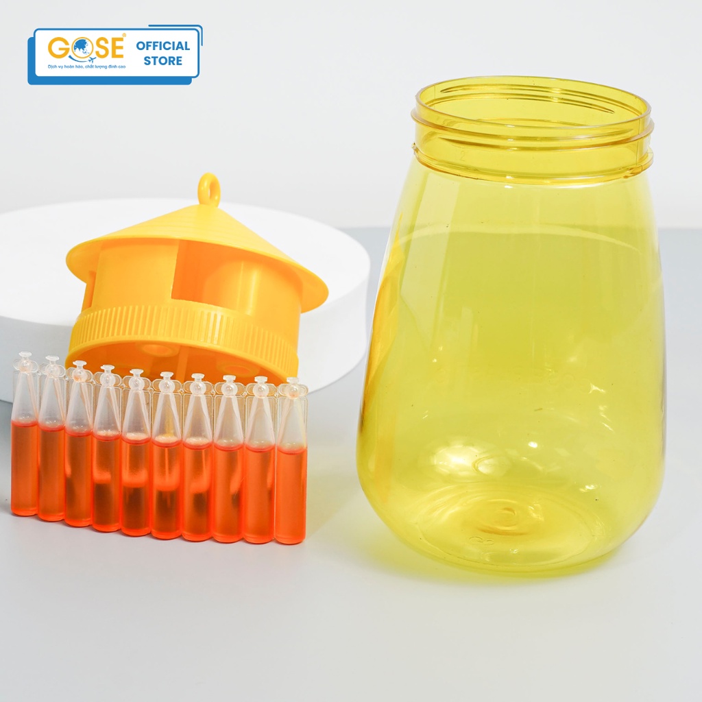 Ảnh Bẫy ruồi vàng 1L GOSE hũ bẫy côn trùng kèm thuốc dẫn dụ hàng chính hãng 4