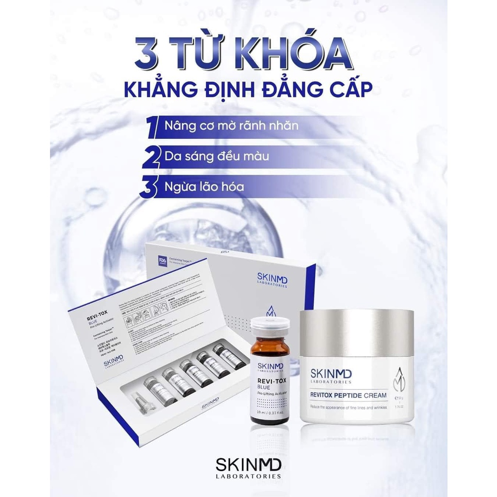 Ảnh Bộ đôi Phức Hợp Peptide Kích Hoạt Tế Bào Gốc và Là Phẳng Nếp Nhăn, Rãnh Cười, Vết Chân Chim SKINMD REVITOX PEPTIDE 3