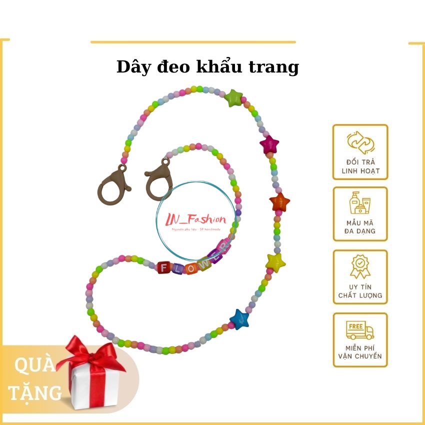 Dây Đeo Khẩu Trang - Dây Đeo Khẩu Trang Cho Bé Hạt Acrylic Phong Cách Hàn Quốc Cute