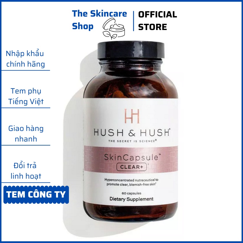[CHÍNH HÃNG]Viên Uống Kiềm Dầu Ngừa Mụn Hush And Hush Skin Capsule