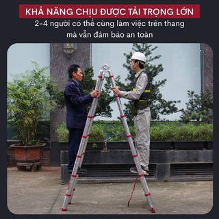 Thang nhôm rút gọn nhập khẩu FUJIHOME TLA08R - Chữ A cao 2,4m - Chữ I cao 5m - Bảo hành 24 tháng